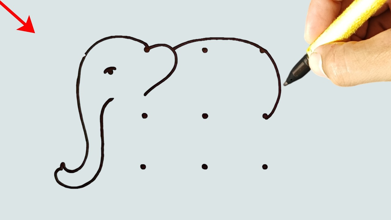 How to Draw a Cute Elephant from 9 Dots | Easy Drawing Tutorial