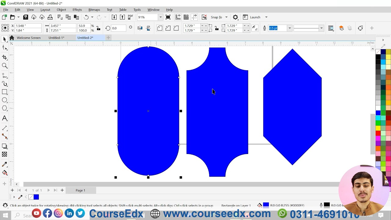 3 CorelDRAW Shape Tool for Beginners | Object Color Size Rotation & Resize in Pashto