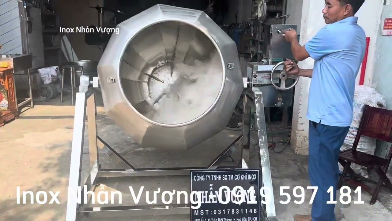 Máy trộn dạng lồng quay đa năng - máy trộn xoài gia vị   Thấm đều - Inox Nhẫn Vượng