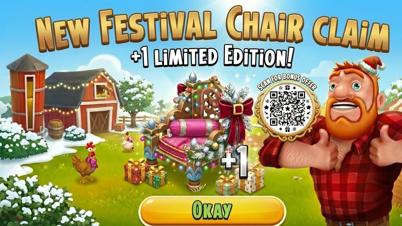 HayDay - New QR Code 🎁 FESTIVAL CHAIR Decoration Free Claim it in Hayday March 2026 New Decoration 🎊
