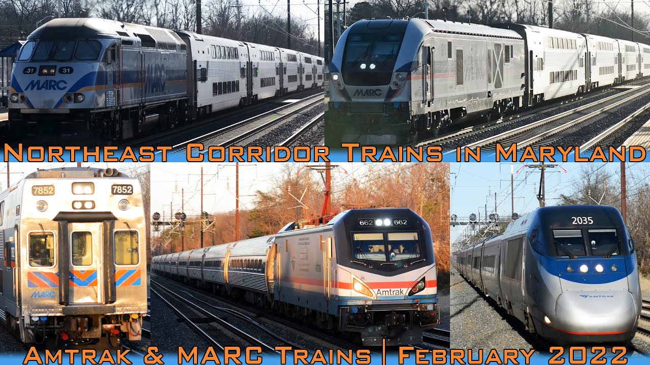 Northeast Corridor Trains in Maryland | Amtrak & MARC Trains at Seabrook station | February 2022