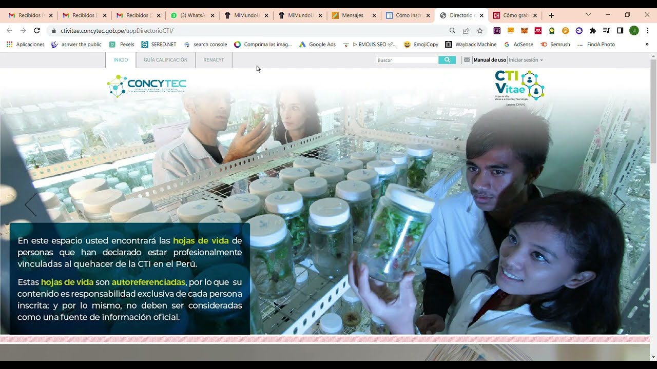 INSCRIPCIÓN CTI VITAE CONCYTEC