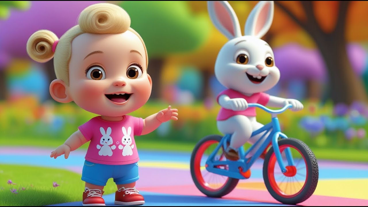 Rabbit Rides Speedy Bicycle | Fun Rabbit Song for Kids | Playful Adventure Rhyme