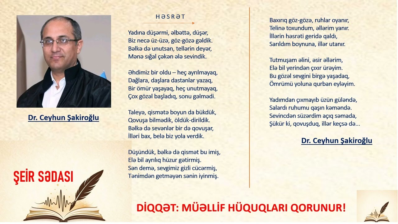 Dr.Ceyhun ŞAKİROĞLU - ŞEİR SƏDASI - HƏSRƏT