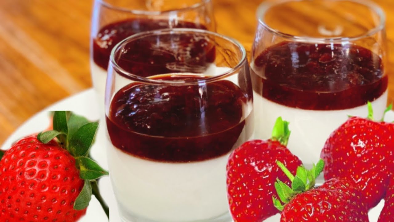 PANNA COTTA DE LECHE DE COCO con MERMELADA DE FRESA CASERA