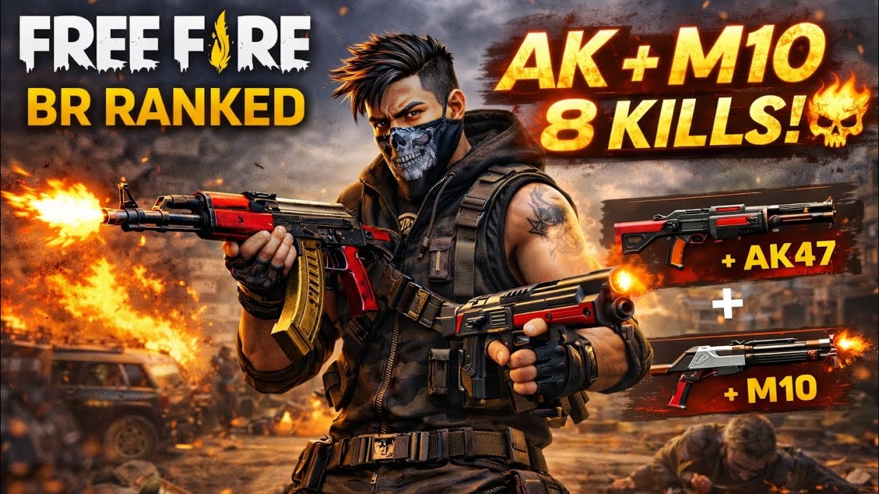 Free Fire BR Ranked | AK47 + M10 🔥 8 Kills Gameplay