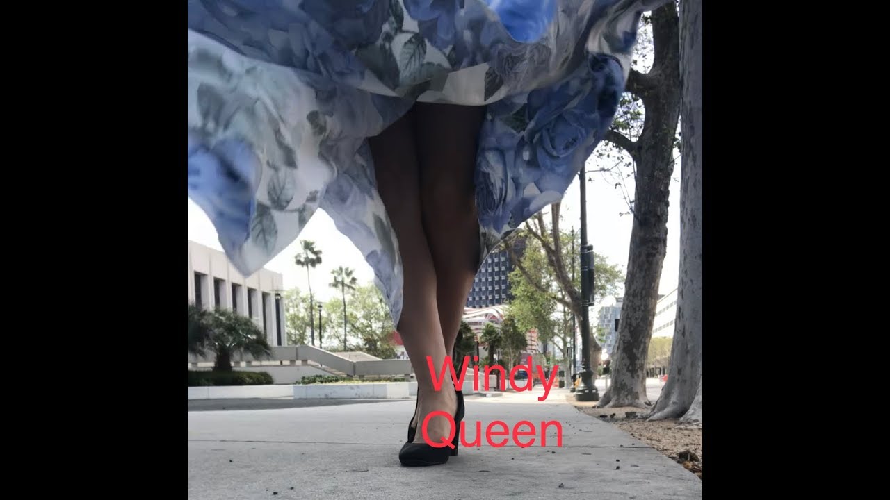 Windy day with long flower skirt