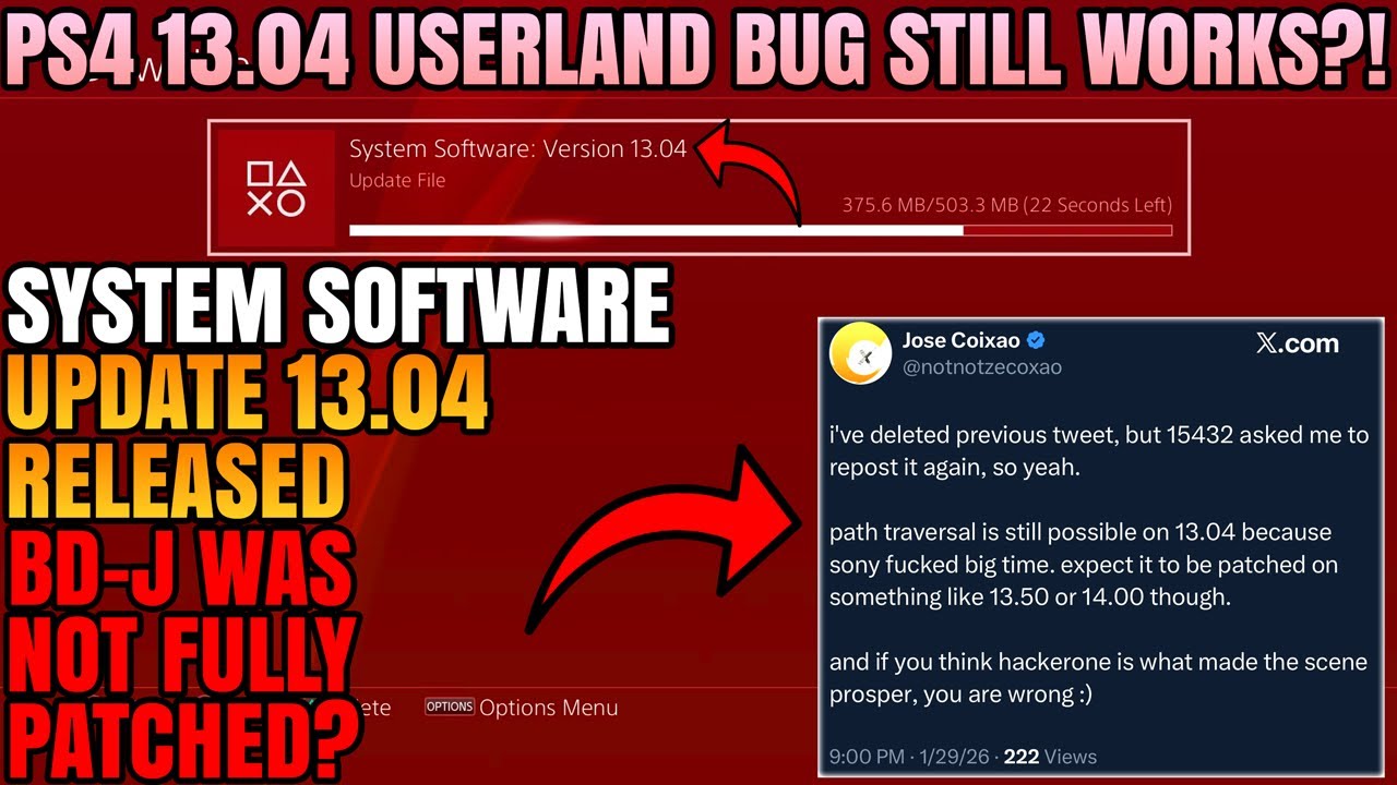 *NEW* PS4 13.00 - 13.04 USERLAND BUG BD-JB STILL WORKING?! ✴️