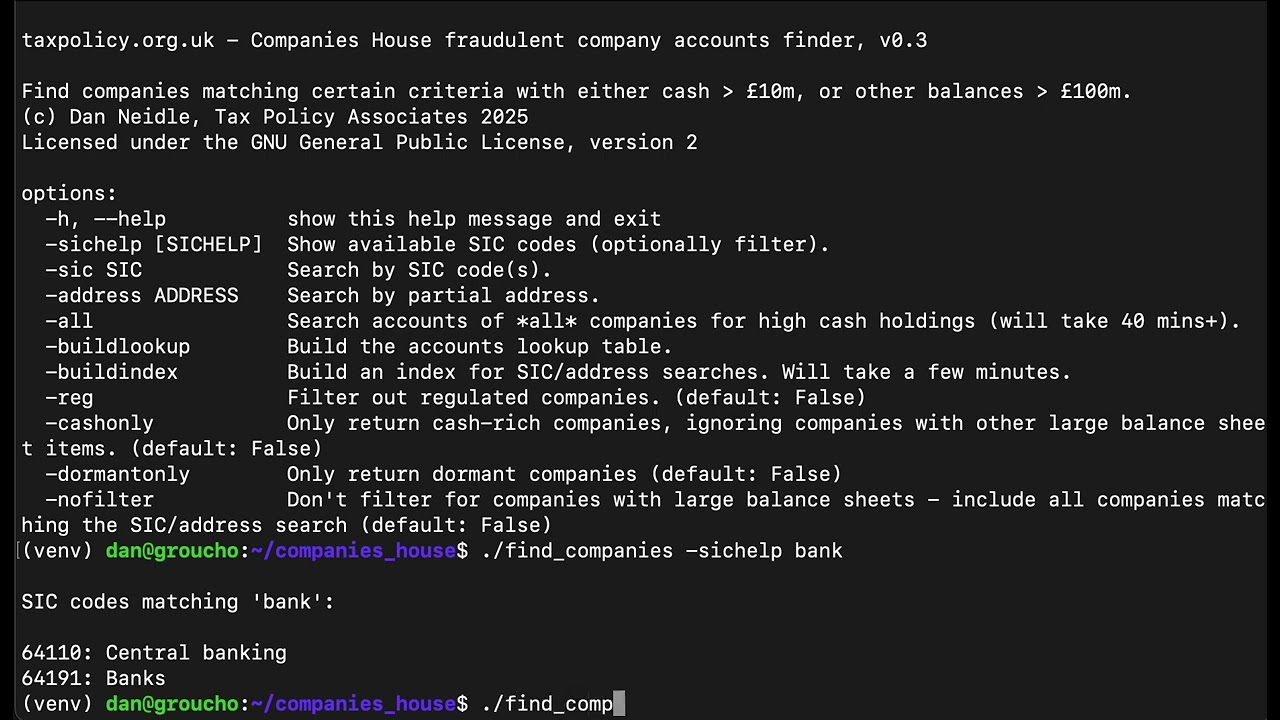 Finding fake banks on Companies House - demo of automated tool