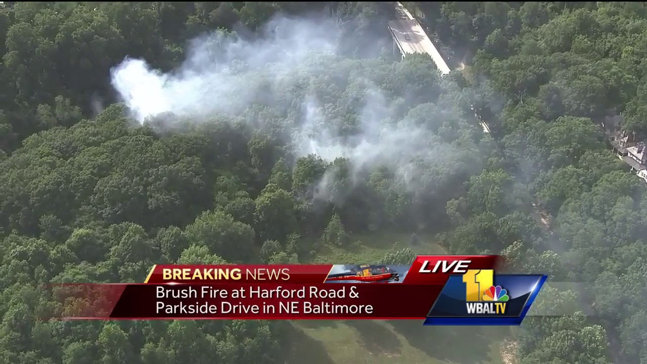 Video: Firefighters fight brush fire in Baltimore