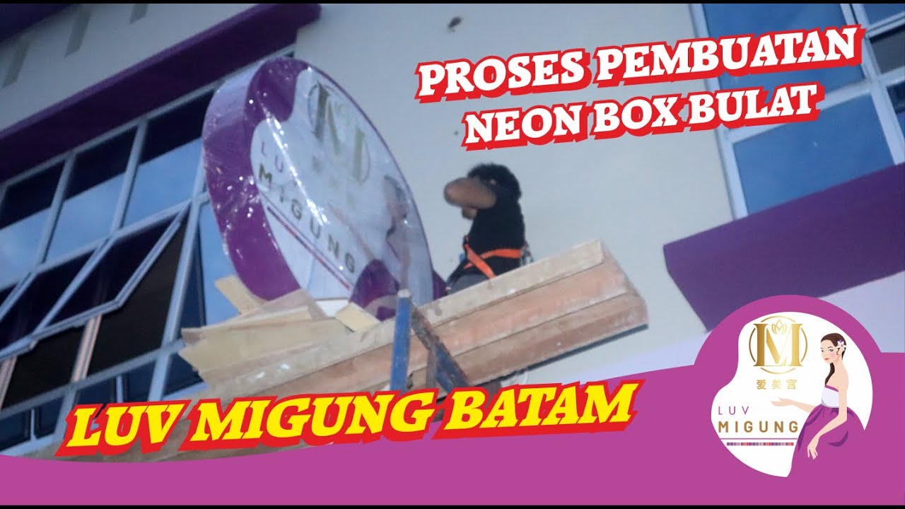 Cara buat neon box bulat diameter 120 cm sangat cantik
