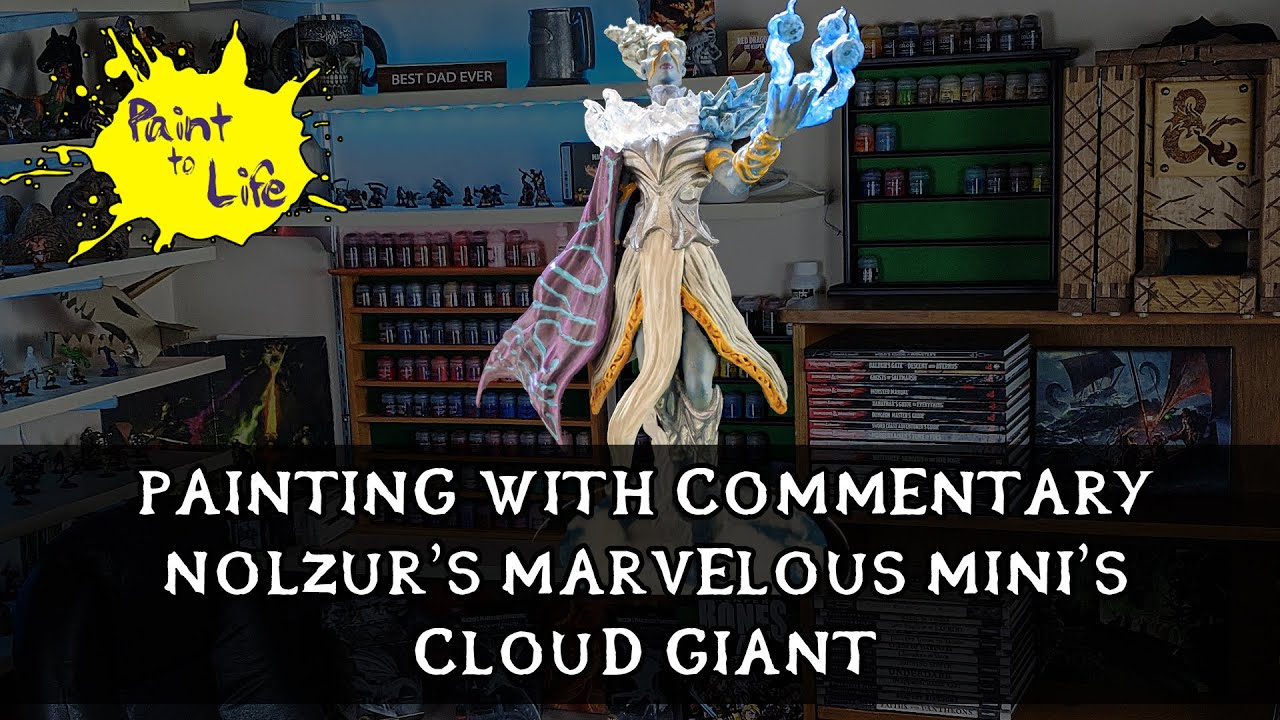 How to paint a Nolzur's Marvelous Miniatures Cloud Giant D&D – with step by step commentary.