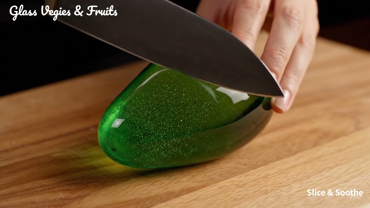 ASMR Glass Vegetable Fruits Slicing | Oddly Satisfying Cutting Sounds for Relaxation & Stress Relief