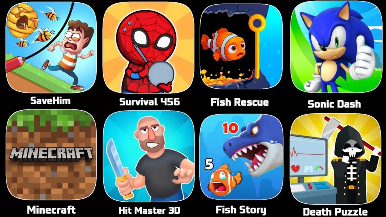 Minecraft,Save The Laddy,Save Him,Freaky Stan,Huggy Story,Hit Master 3D,Survival 456,Bowmasters