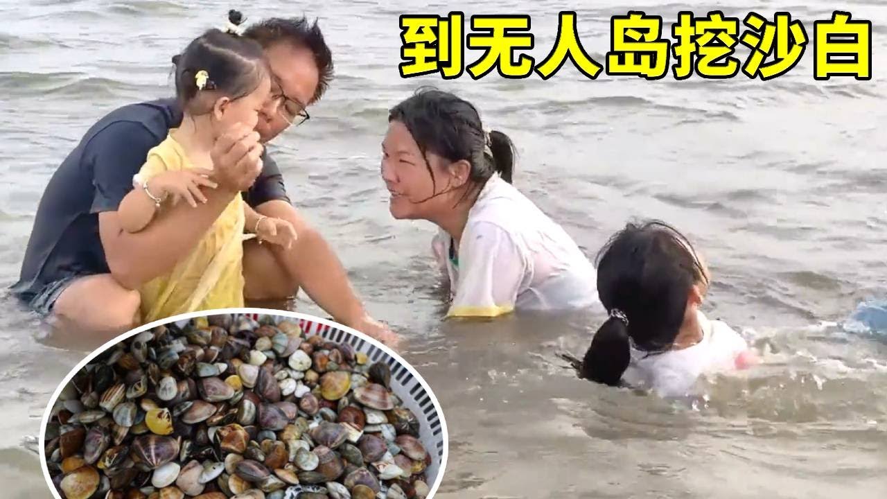 全家到海島趕海，滿地的沙白讓所有人興奮，幾小時就收穫滿大籃【漁小仙】