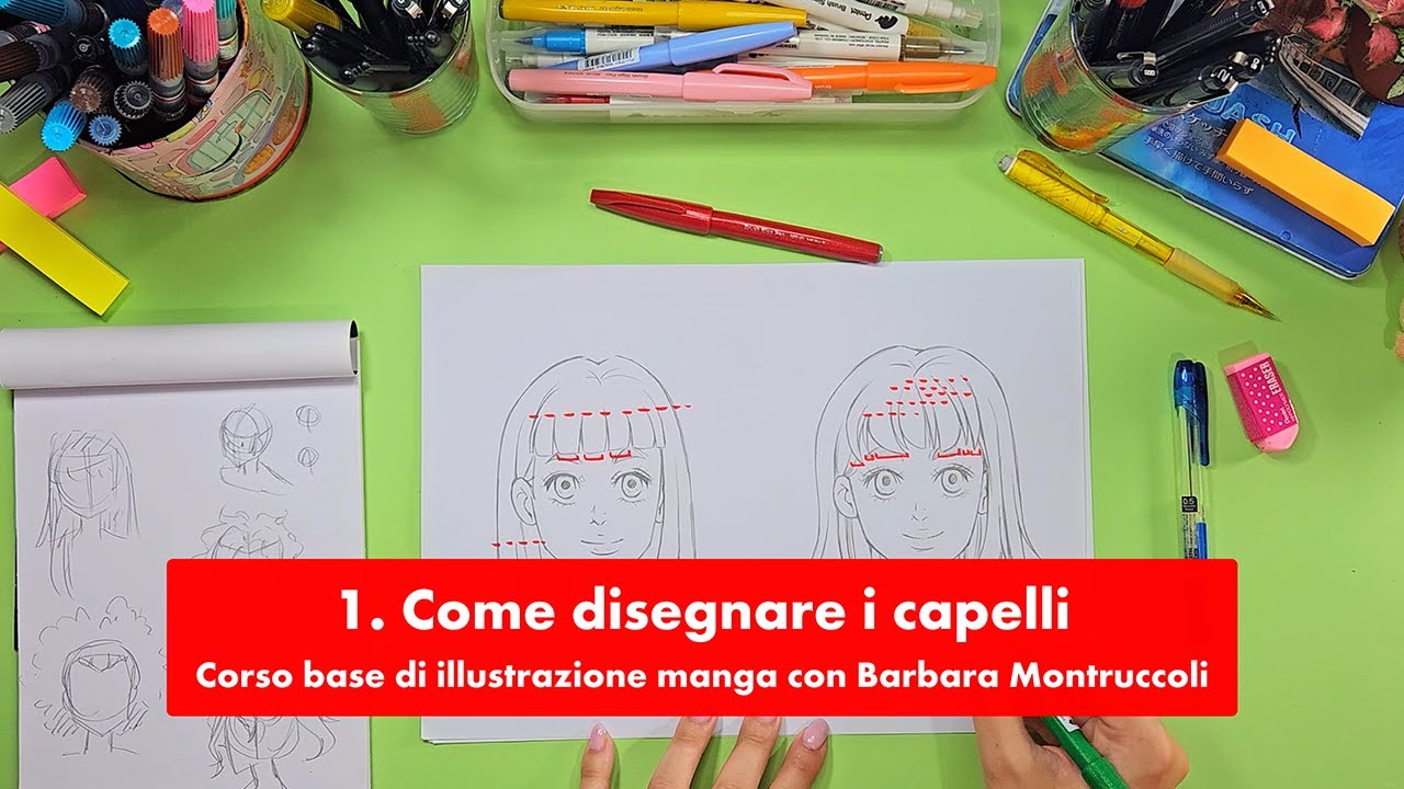Corso base di illustrazione Manga - 01 - Disegnare i capelli
