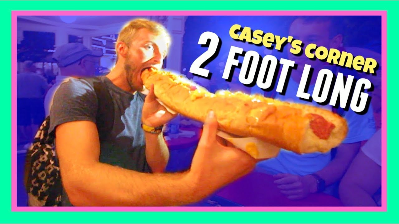 MAN EATS 2 FOOT LONG HOT DOG AT CASEY'S CORNER | Magic Kingdom Vlog