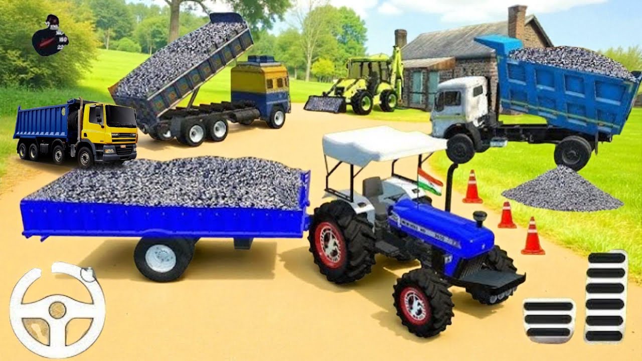 🔴Drive New JCB and Uploading 🪨Stone From Lorry 🌋Truck Game 🎮#truck #jcb #tractor #dumper #games 0139