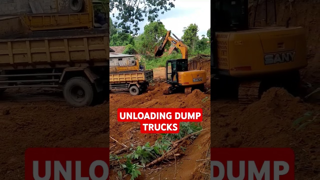 Uloading dump trucks #excavator #cara #penimbunan #skils #shorts @benshb18