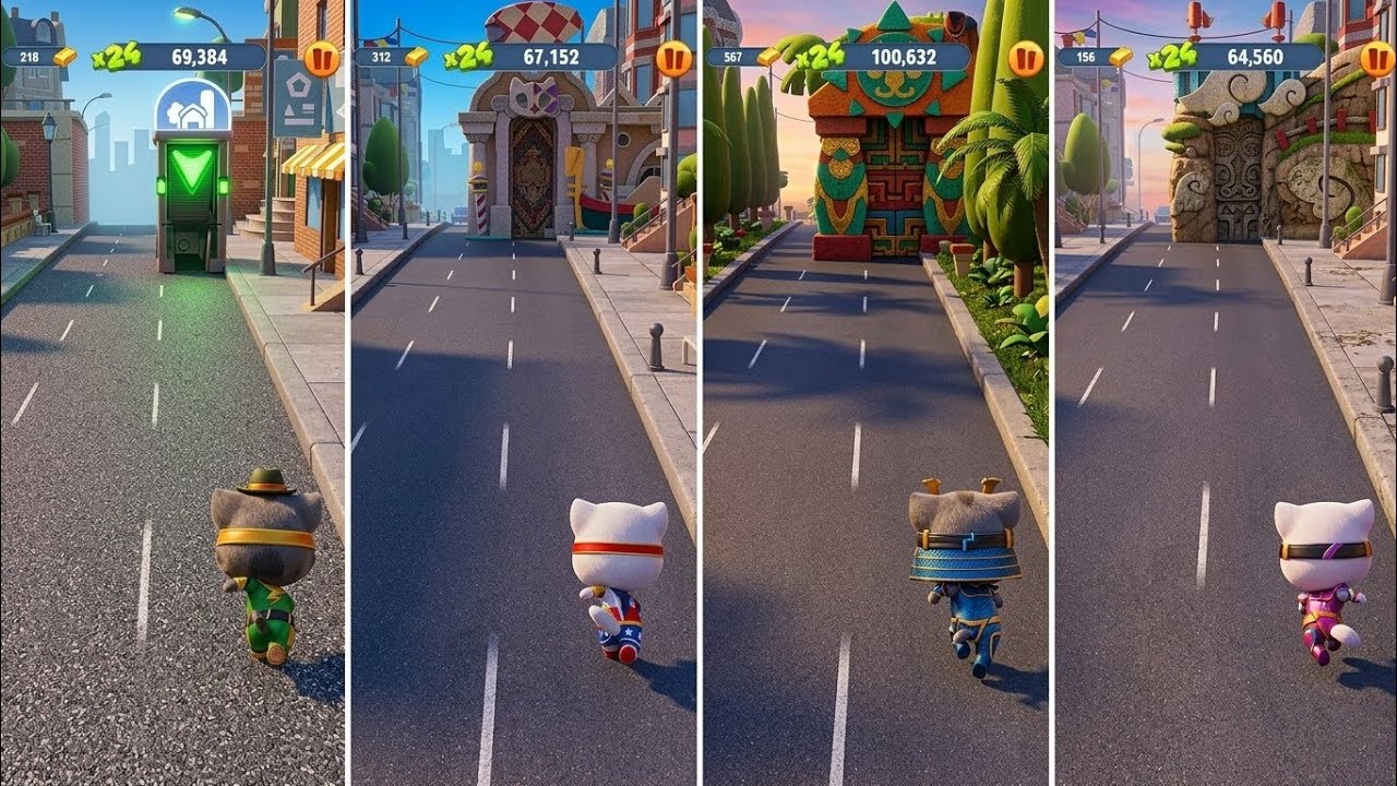 Talking Tom Gold Run: Super Tom, Super Angela, Hyper Tom, Cyber ​​Angela (Android/iOS) геймплей