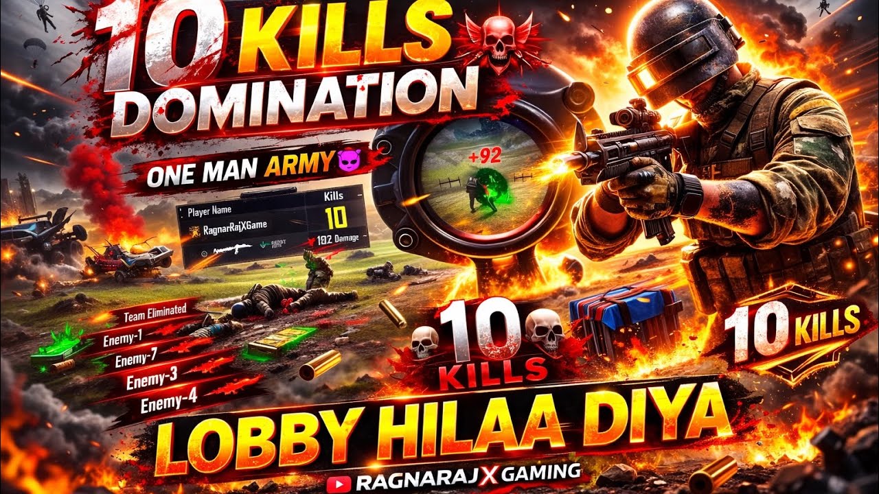 	10 Kills Ka Tufaan 😈 | Pure Lobby Ko Hila Diya | BGMI