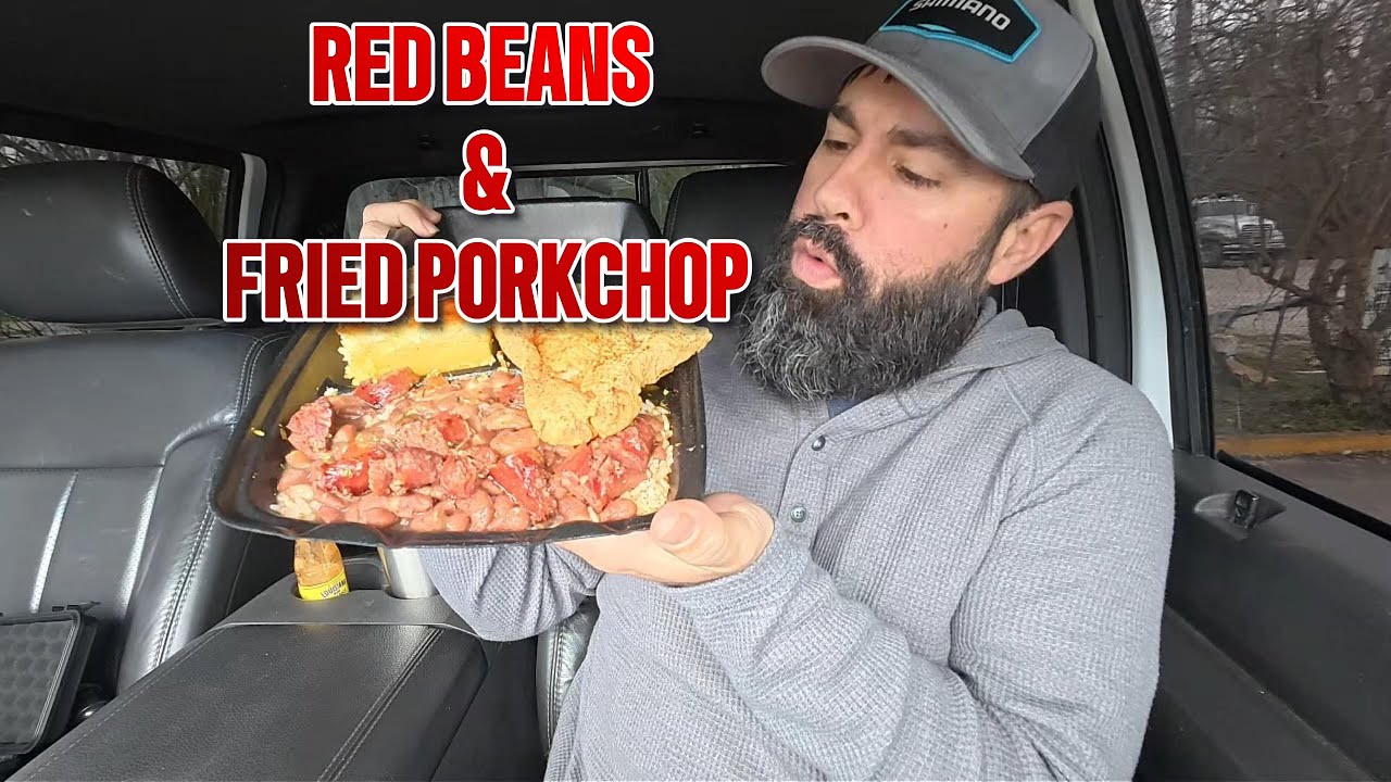 Red Beans & Rice with Fried Pork Chop with The Best Cornbread