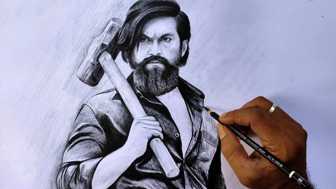 Yash KGF Actor Pencil Drawing and Shading Video for Beginners | Live Art Chennai