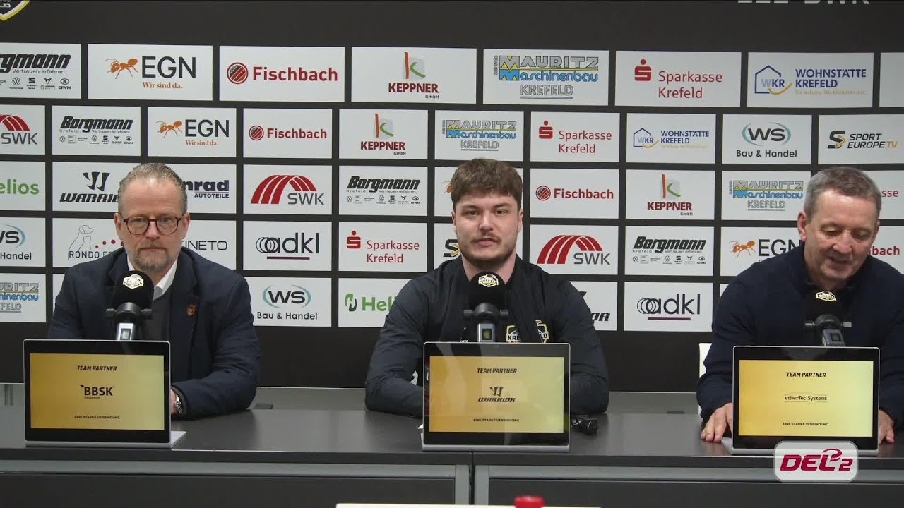 Die Pressekonferenz nach dem Spiel Krefeld gegen Weisswasser