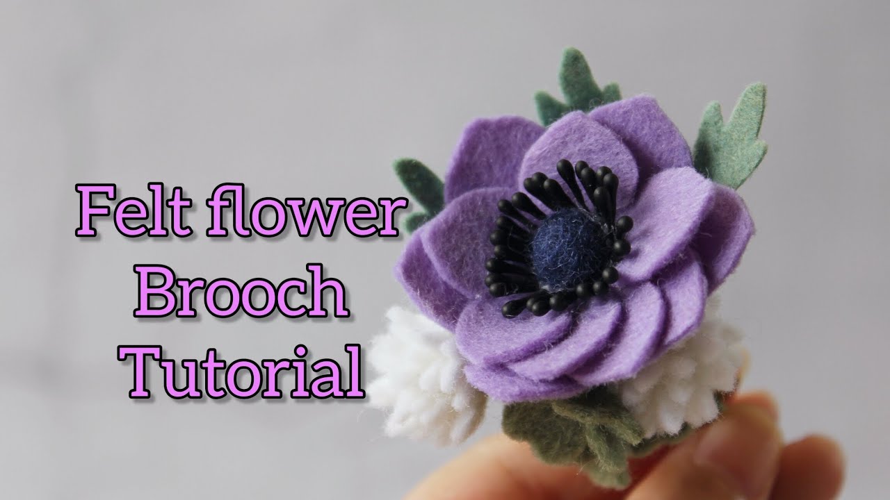 Felt flower brooch tutorial | Felt Anemone | Felt clover | Handmade brooch