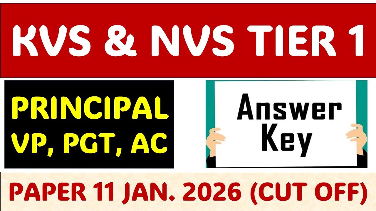 KVS/NVS PRINCIPAL, VP, PGT AND AC TIER 1 PAPER ANSWER KEY, CUT OFF AND SOLUTION :- #KVS #TIER1 #NVS