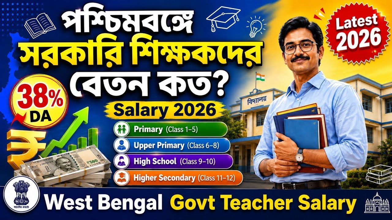 WB Govt Teacher Salary 2026 | Primary, Upper Primary, Secondary & HS শিক্ষকদের বর্তমান বেতন কত ?