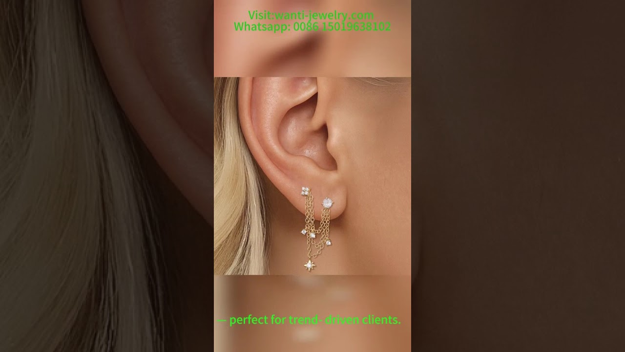 Wholesale Multi-Layer Waterdrop Tassel Cartilage Chain Piercing Earrings for Studios