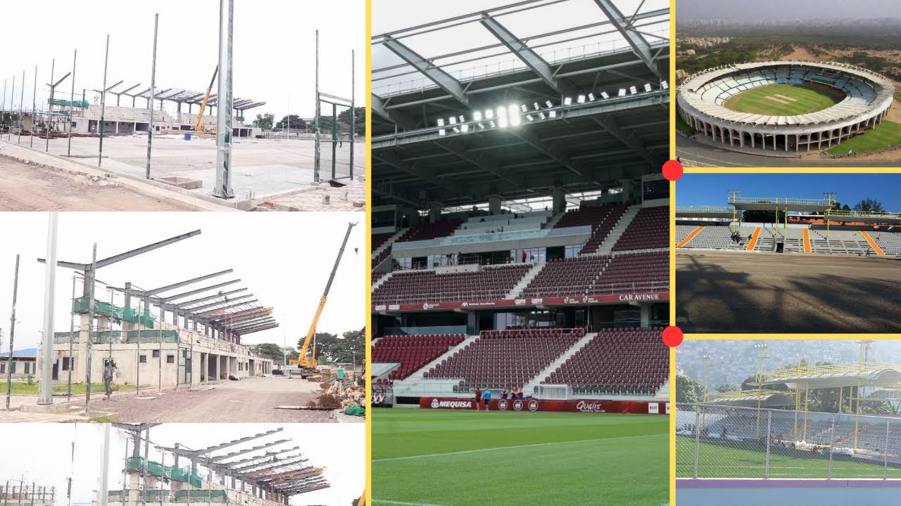 🚨 N’DJILI  POSE DE LA TOITURE AU GRADIN DU TERRAIN PRINCIPAL DU COMPLEXE OMNISPORTS
