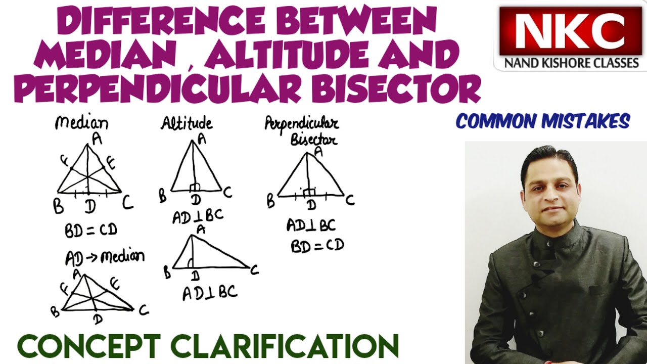 Difference between Median,Altitude & Perpendicular Bisector | Concept Clarification| Common Mistakes