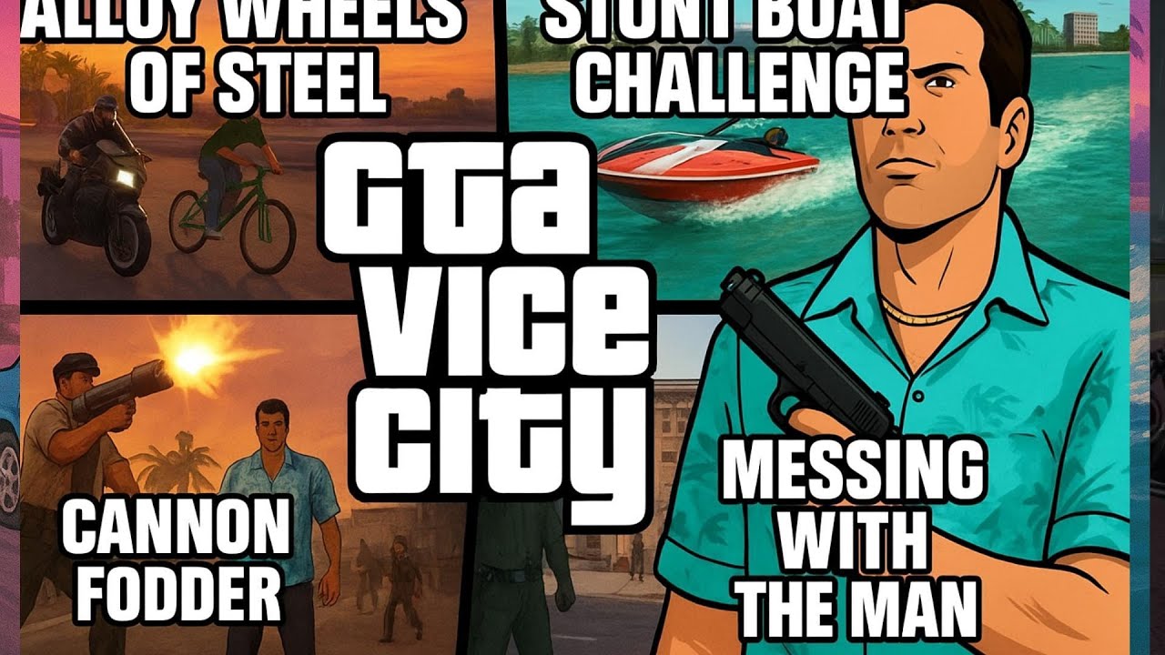 GTA Vice City – Alloy Wheels of Steel, Stunt Boat Challenge, Cannon Fodder & Messing With The Man