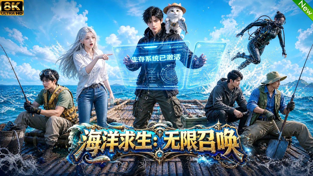 全新海洋求生动漫！🌊🌊穿越海洋末世，我激活系统，从一个简谱木筏打造成海上堡垒！#动漫 #穿越 #anime