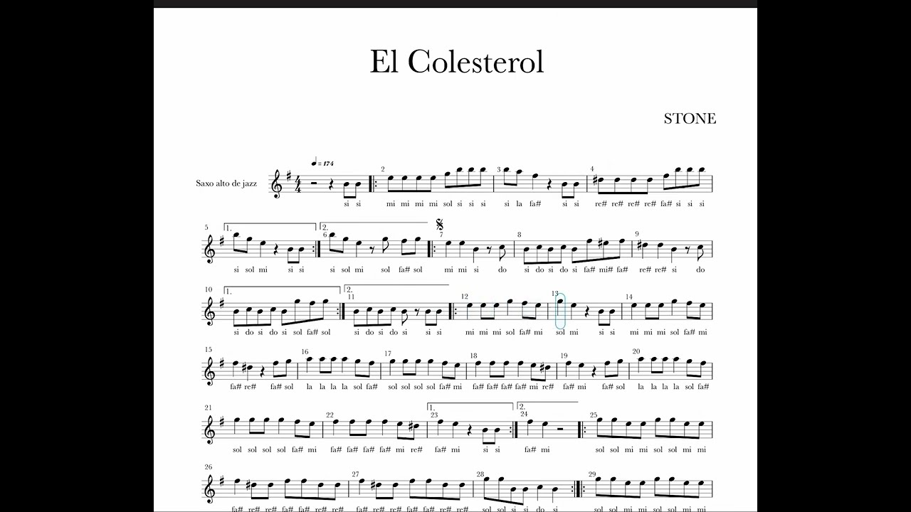 El Colesterol Sax AltoPartitura