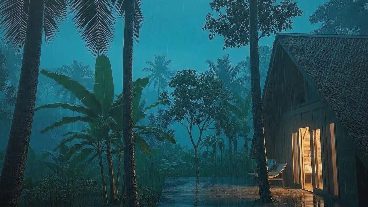 Sleep Now with Warm Rain and Distant Thunder Echo at Cabin Terrace 🌧️