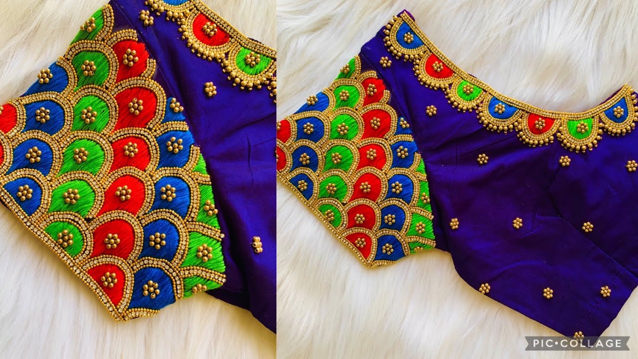 Most beautiful & heavy Bridal blouse design on stitched/readymade blouse wit normal stitching needle