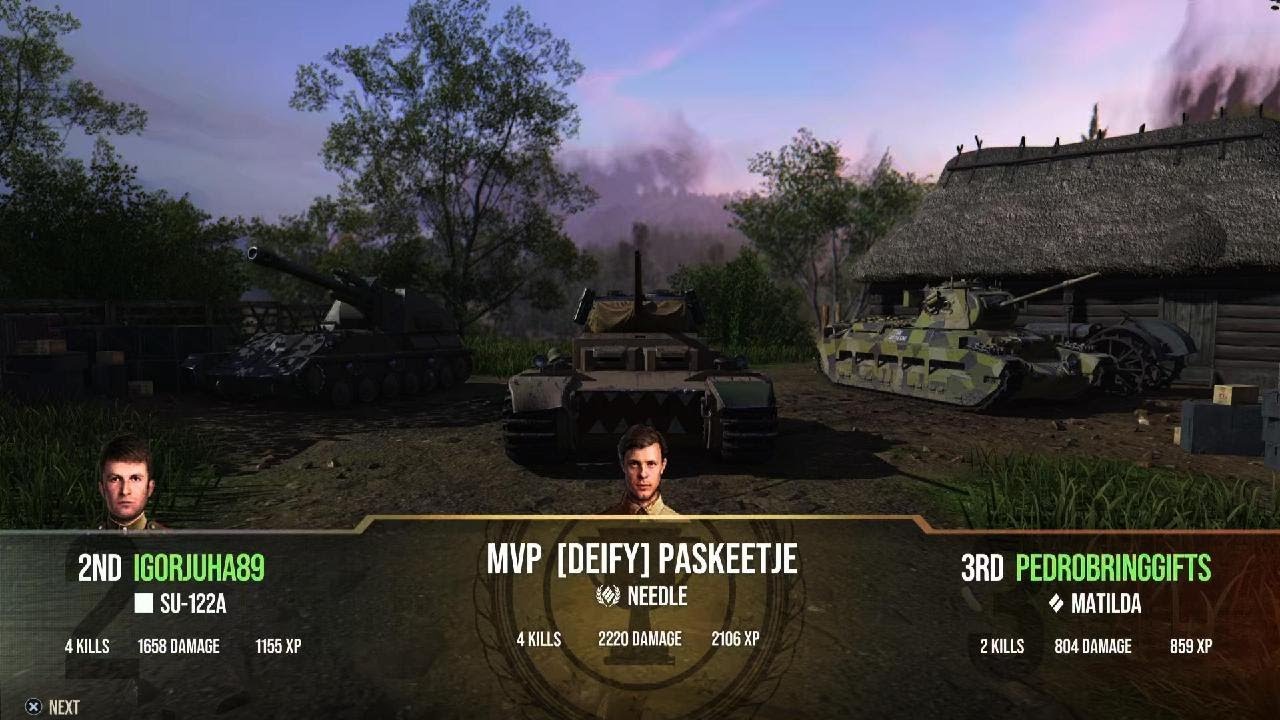 Needle, Ace Tanker (#342), 4 Kills, 3.1k damage combined (WOT Modern Armor - Battle Tier: V)