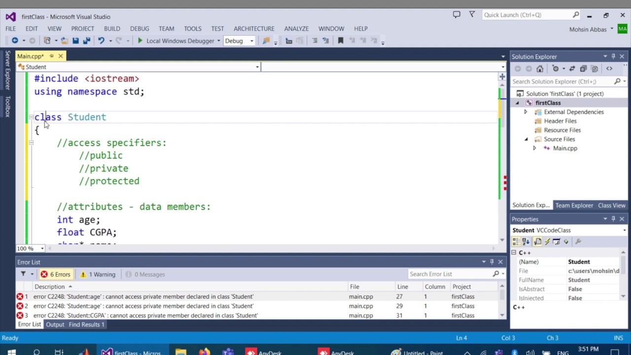 4. OOP - Creating first class in C++