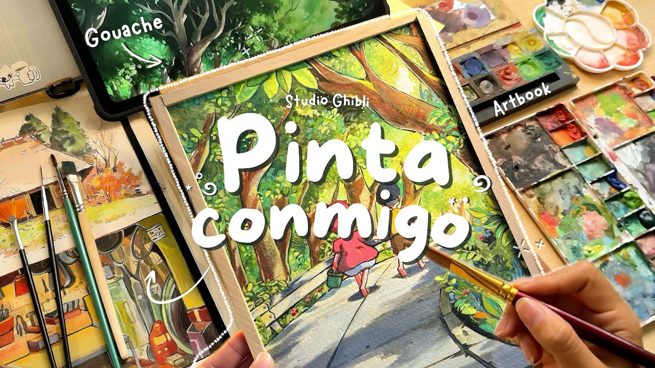 Pintando escenas del Studio Ghibli l review del ArtBook✨• mi proceso para pintar con GOUACHE ⋆˚࿔