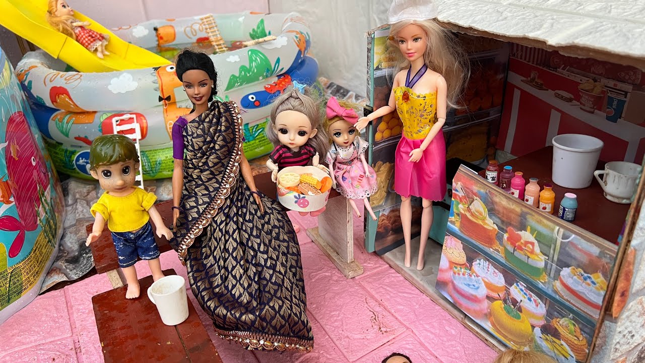 Barbie Tamil Barbies Family Playing In Water Theme Park In Tamil🤩 | Barbie Bomma Tamil Channel | 