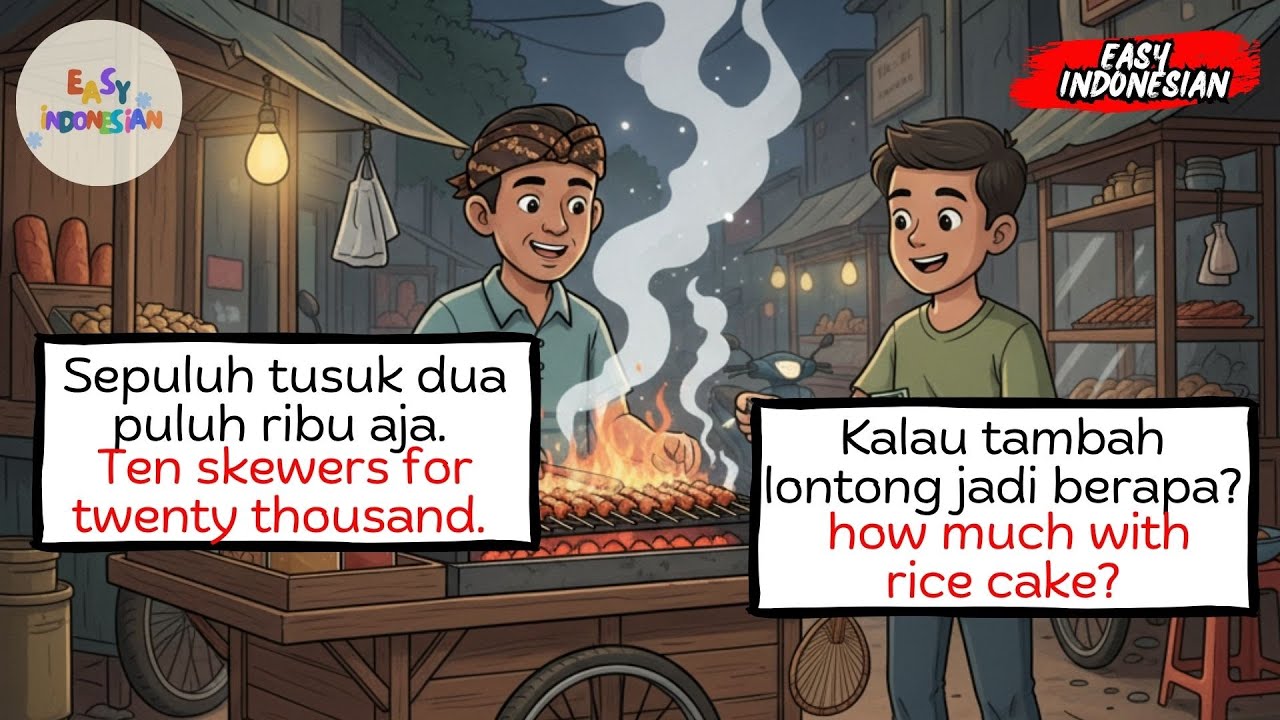 Casual Indonesian Conversation at a Street Stall | Easy Dialogue for Beginners
