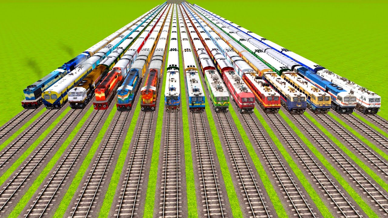   FIFTEEN TRAINS CROSSING COMMONLY ON FIFTEEN DIFFERENT RAILROAD TRACKS|🔺 Train simulator|Railworks|