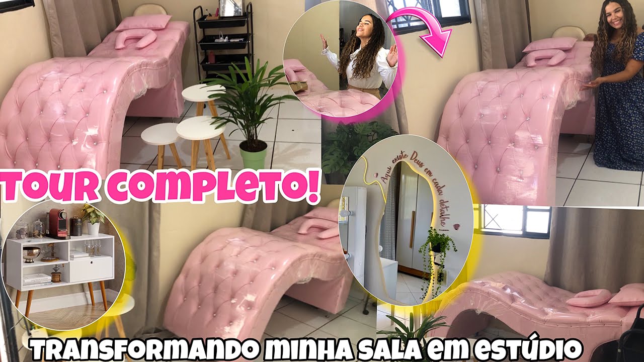 TRANFORMANDO MINHA SALA EM UM STUDIO cílios e sobrancelhas 🩷tour completo, beleza e  estética
