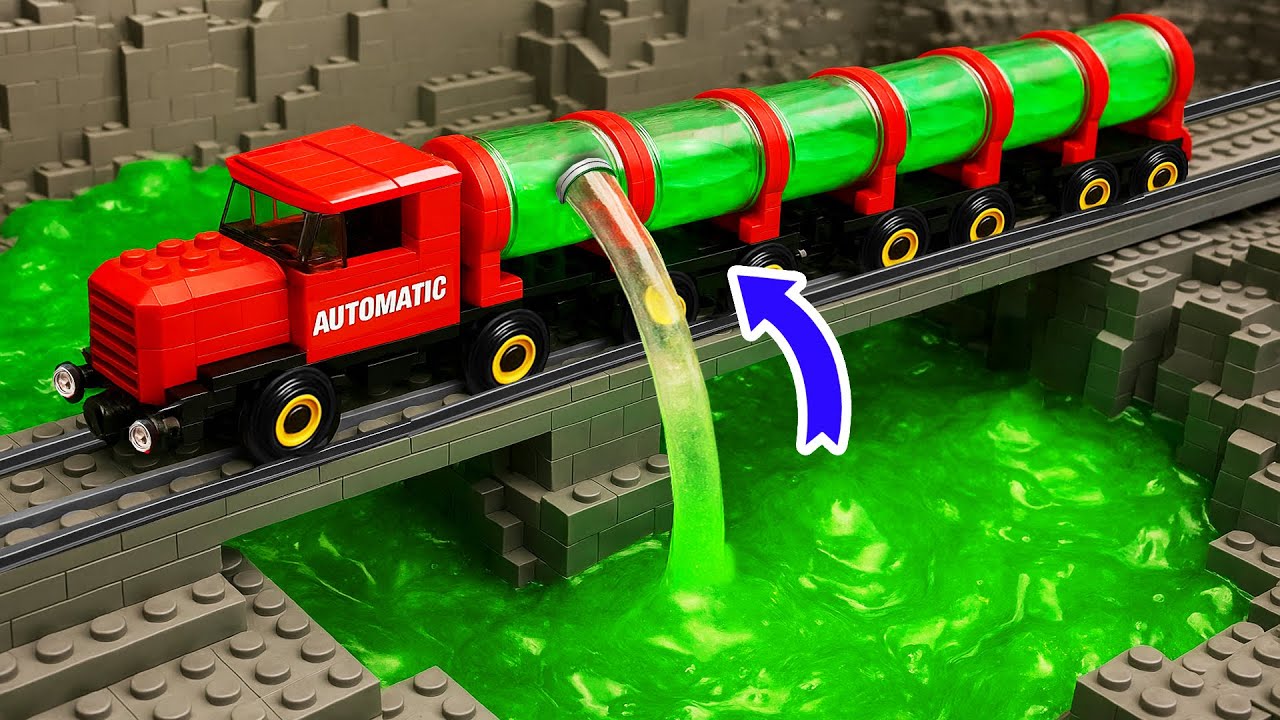 Slime Experiment with Lego Train | Epic Rescue by Automatic Train!