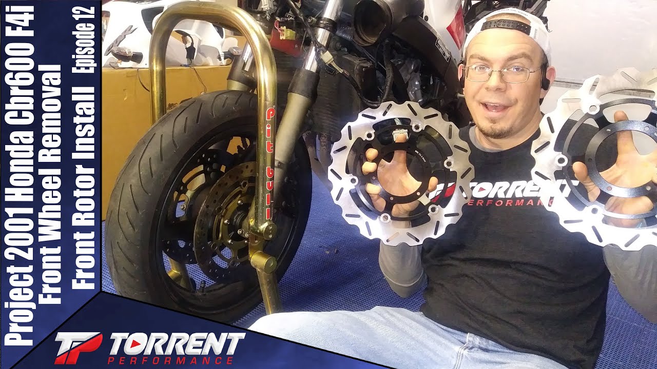 Front tire Removal and Front Rotor Install Project 2001 Honda Cbr600 F4i Episode 12
