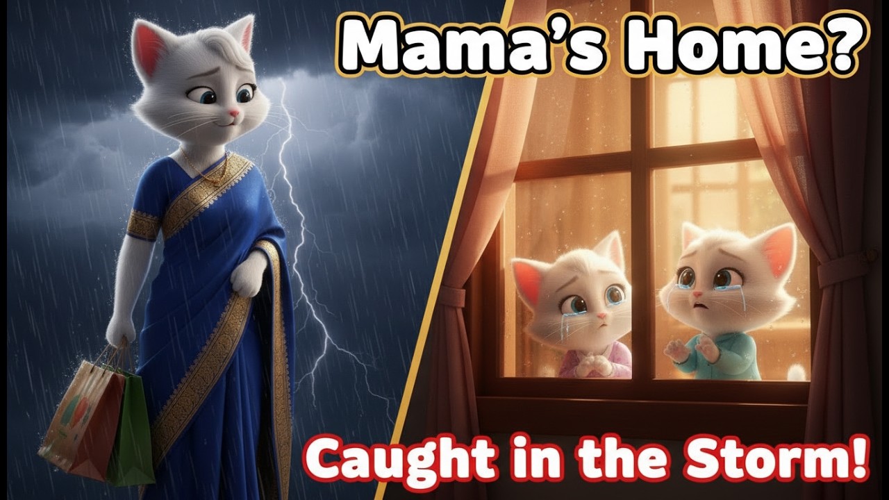 ماما کیٹ بارش میں پھنس گئیں؟ 😢🌧 | بچوں کے لیے خفیہ سرپرائز 🎁🐱 | Emotional Cat Family Story