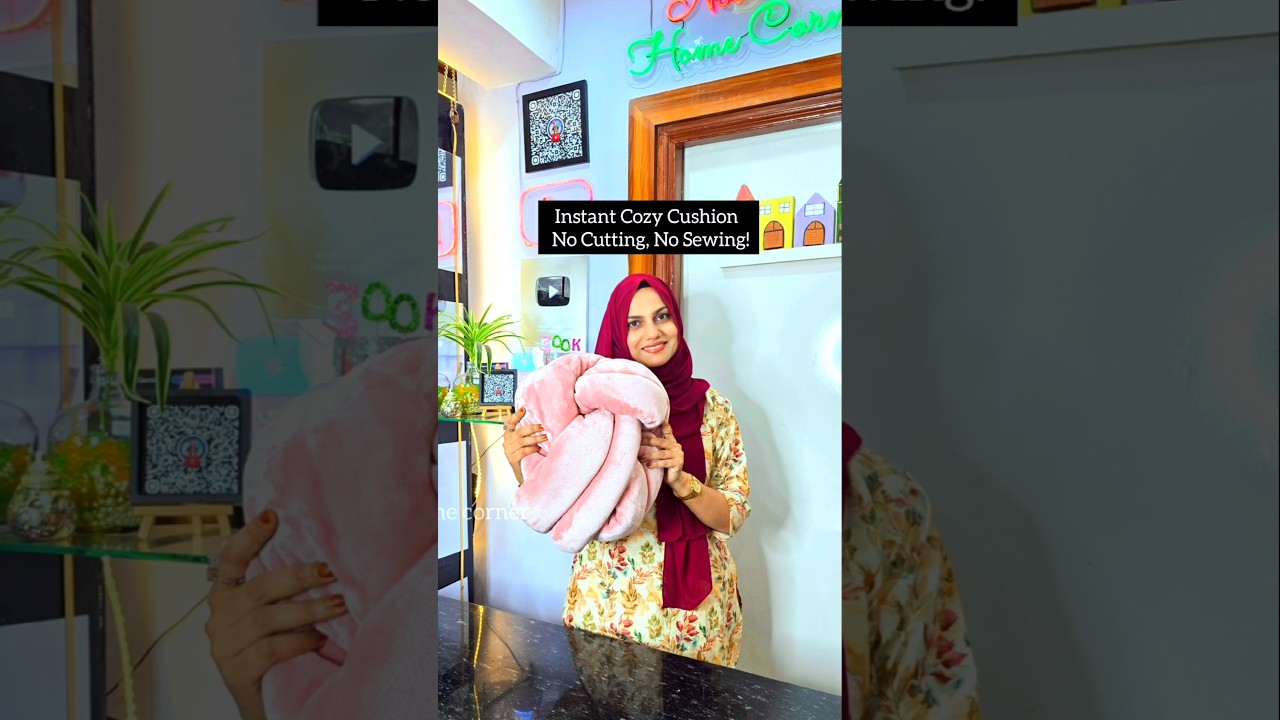 No Cutting, No Sewing! Turn Your Soft Blanket into a Cozy Cushion in Seconds #short #viral #cozy#diy